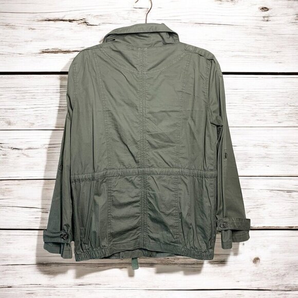 Bar III Dusty Olive Utility Field Jacket 100% Cotton Zip Front Sz Small - Picture 3 of 6
